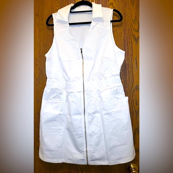 Fisoew Zip Up V Neck Collared Belted Sleeveless Cowgirl Tank Mini Dress NIP XXL - Picture 4 of 16